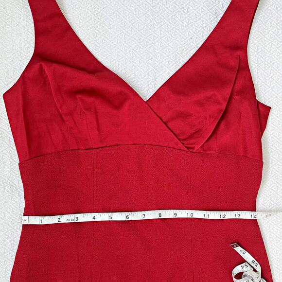 Vintage Nanette Lepore Red Satin Mini V-neck Dress - Picture 5 of 11